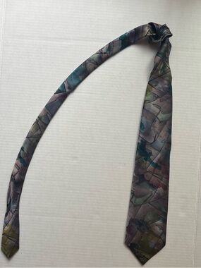 Oscar de la renta watercolour mosaic abstract geometric multicolor neck tie